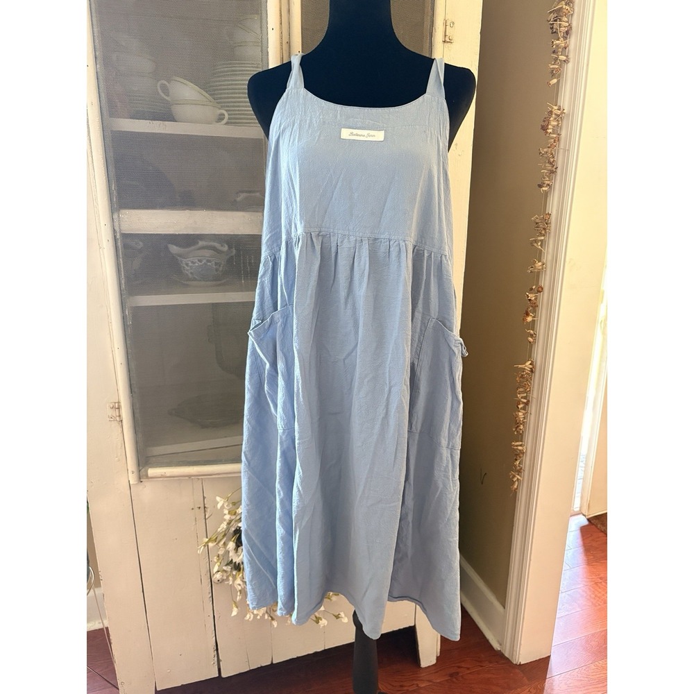 Ballerina Farm Blue CrossBack Pinafore Apron Dress Adult Rustic Prairie Tradwife